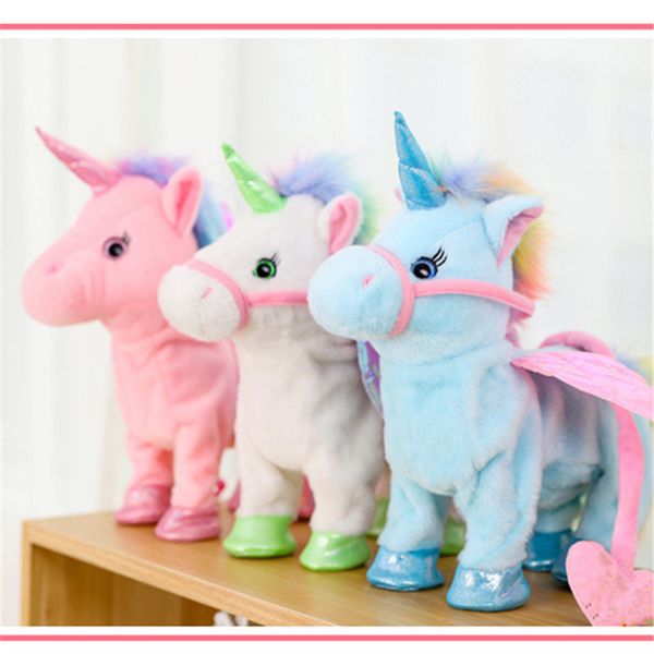 

unicorn electric plush doll kids sing walk wriggle cute animals toys stuffed pp cotton girls pull rope festival birthday gift soft touch