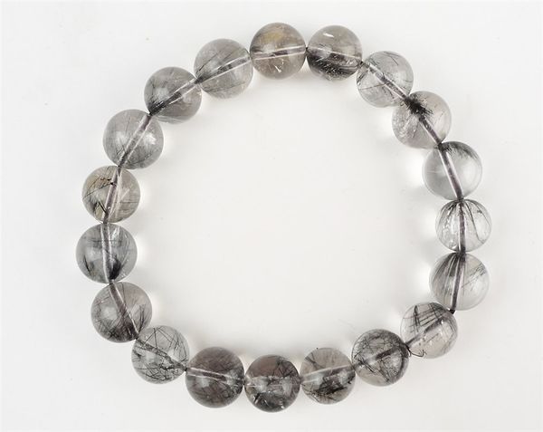 

11mm natural brookite platinum silver rutilated quartz crystal round bead stretch bracelet drop shipping, Golden;silver