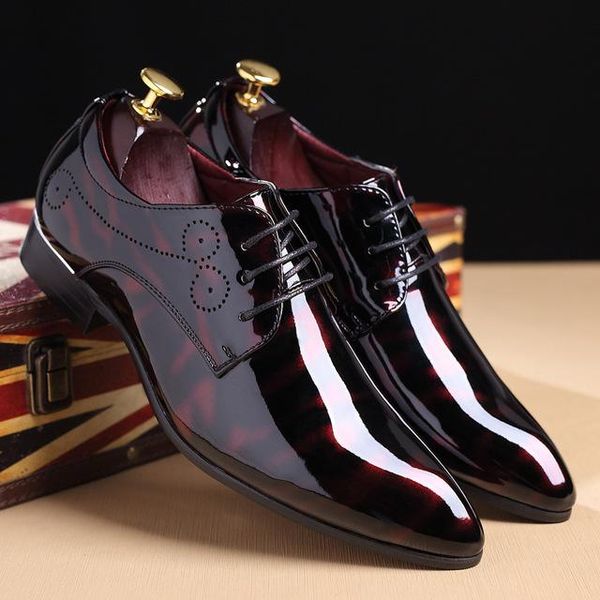 

2018 fashion pu leather men shoes plus size new brand men dress shoes, Black