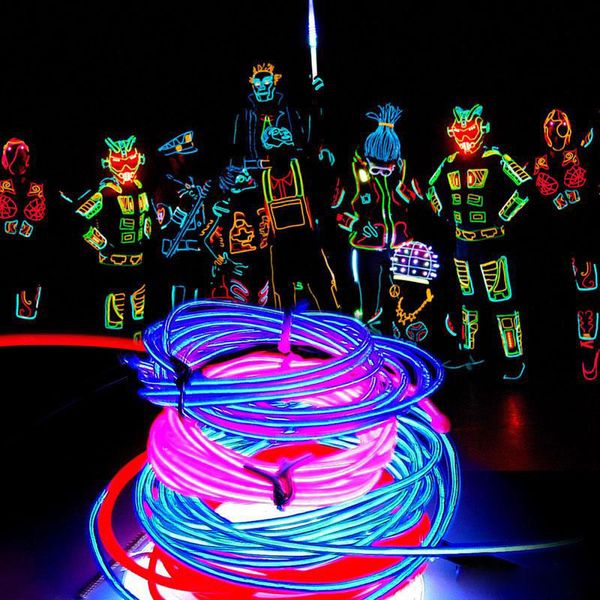 

3 м гибкий неоновый свет glow el wire rope tube гибкий неоновый свет 8 цветов автомобиль dance party костюм + контроллер рождественский праз