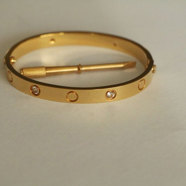 

Love crew bangle 316l titanium teel luxury brand with ten cz tone crewdriver bracelet for women men bracelet with original bag