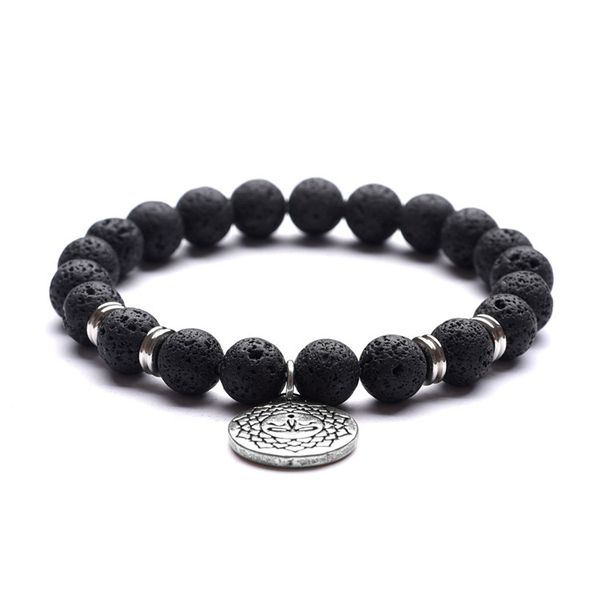 

druzy natural volcanic stone round beads bracelet stainless steel septum and delicate pattern accessories yoga woven bracelet, Golden;silver