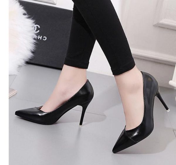 

women's shoes in spring pointed end fine high heels, Black