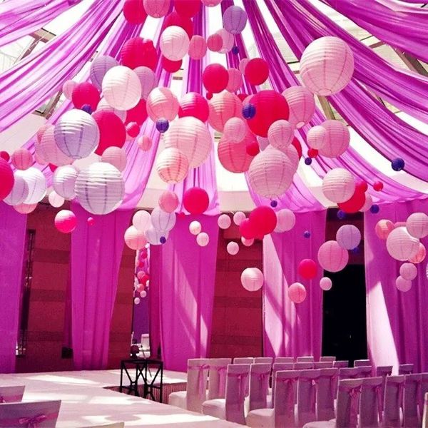 

новый дизайн 12 шт. / лот 20 см (8 '') круглые белые бумажные фонари diy ball лампионы свадьба день рождения сад рождество