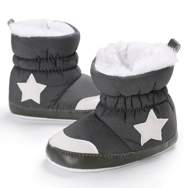

soft bottom newborn baby boot winter keep warm shoes with thick fur infant girls boys first walker white star baby moccasins