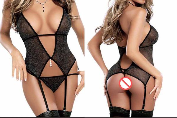 

foreign trade, european and american underwear bright yarn perspective garters siamese silk yarn high elasticity appeal, Black