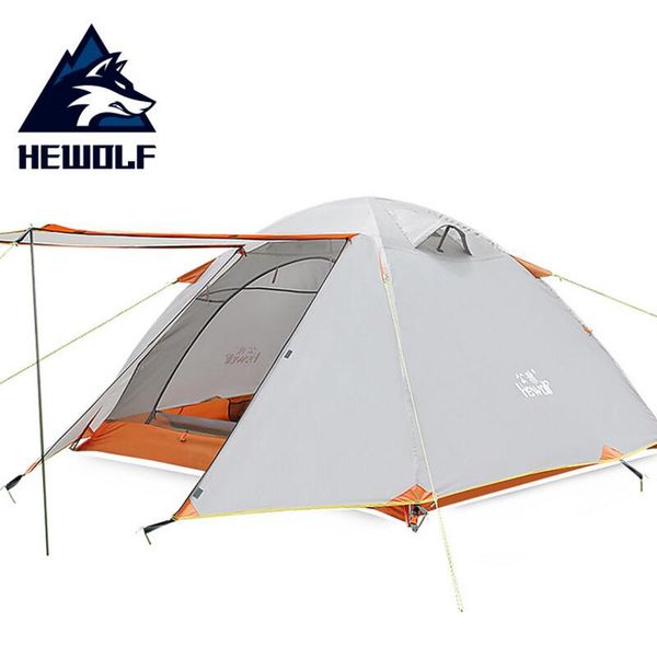 

hewolf hiking waterproof tent 3 people ultralight double layer hiking 4 season fishing outdoor camping tent family aluminum pole