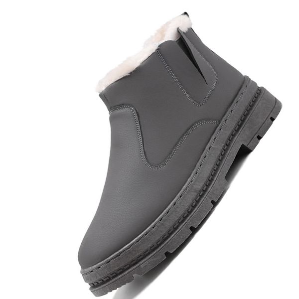 

men boots winter shoes men plush warm winter boots men snow boots black gray