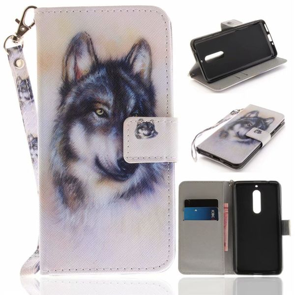 

флип бумажник case для nokia 5 nokia5 cases coque животных волк сова тигр лев окрашенные искусственная кожа телефон сумки аксессуары обложка