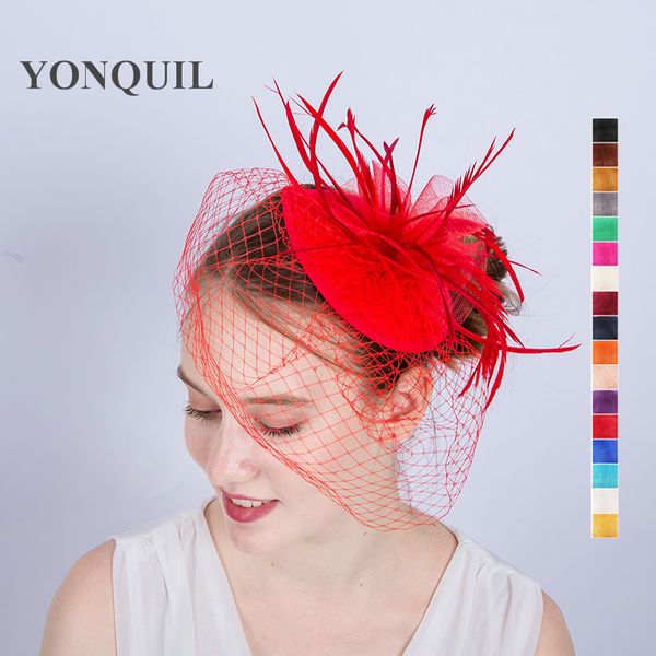 

women new fashion wedding fascinator veil feather mesh hair clips hats women lady brides hair accessories holiday gifts syf195