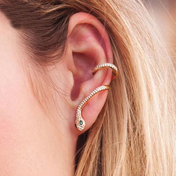 

european women snake ear cuff earring micro pave cz silver gold black 3 colors ear bone cuffs fashion european women jewelry, Golden;silver