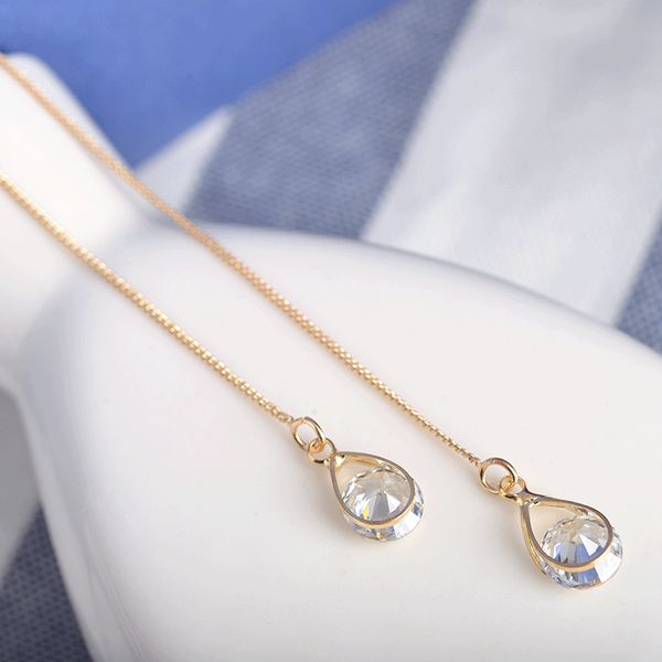 

длинные серьги с кисточками leaf feather brincos бижутерия серьги с каплей воды cz циркон серьги, Golden;silver