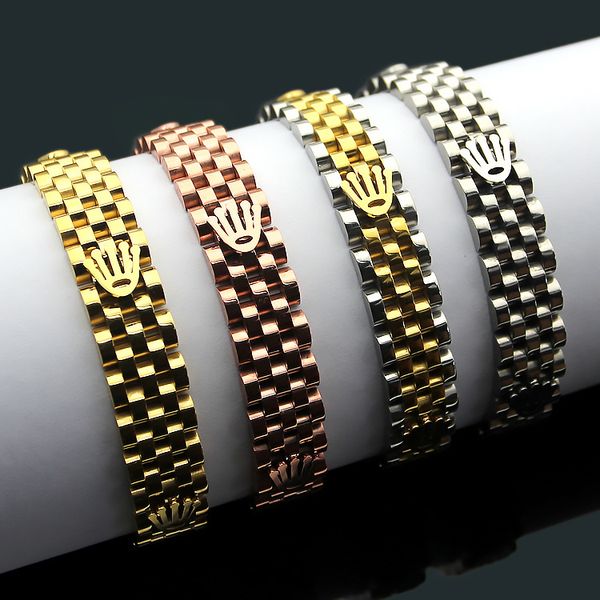 

Роскошные золотые короны ремешок для часов браслет из нержавеющей стали розовое