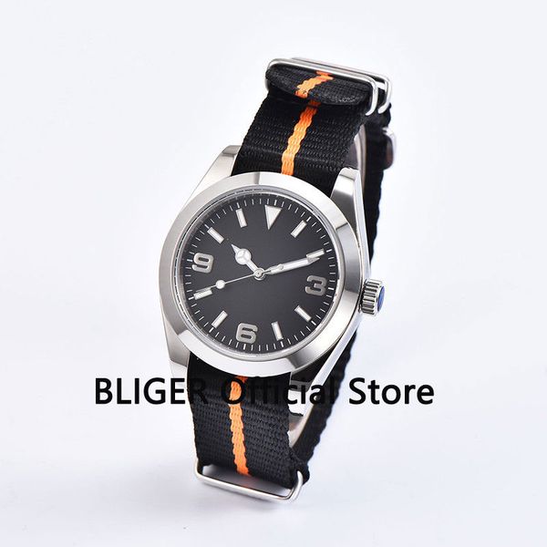 

solid 40mm black sterile dial stainless steel case luminous marks sapphire miyota automatic self-winding movement men's watch, Slivery;brown
