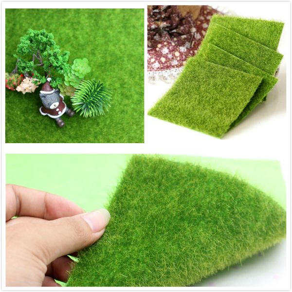 

creative artificial micro landscape grass mat green lawns 15x15cm ornamental turf moss carpets home garden floor nursery decorations