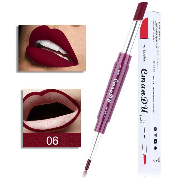 

new cmaadu lipstick lip liner 2 in 1 beauty pigment matte lipstick pencils moisturizer lips makeup kit 6 colors