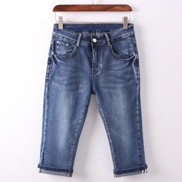 

denim capris for women plus size calf-length pants skinny jeans woman high waist jeans stretch slim jean female summer clothing wholesale, Blue