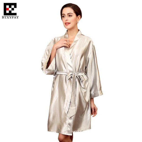 

50p end women imitation silk robes spring&summer lady home pajamas silky&smooth loose big yards knee-length l nightgown, Black;red