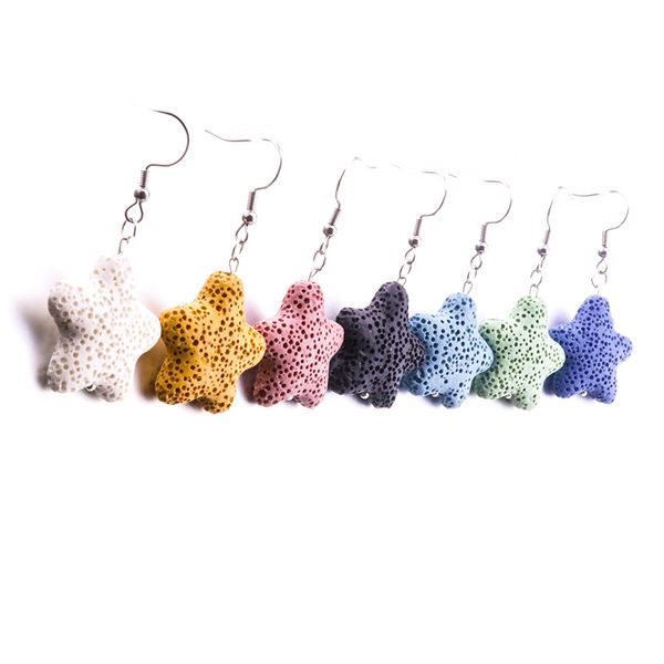 

11colors starfish lava stone earrings diy aromatherapy essential oil diffuser dangle earings jewelry for women, Silver