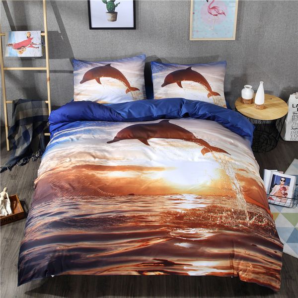 

black skull bedding set halloween style bed sheet  king double bed linen,dolphins/cat/flower 3d duvet cover set 2/3/4pcs