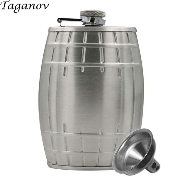 

6 oz 180 ml stainless steel hip flask special barrel shaped flask classic frosted portable wisky whiskey bottle with a funnel
