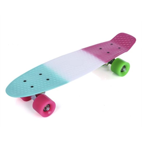 

22 inch colorful four-wheel long skateboard pp plastic board deck style four wheels kids favorite skateboard for sale