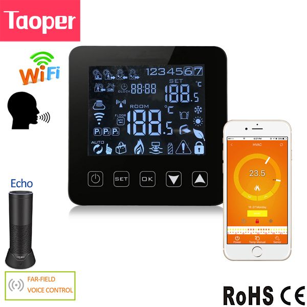 

wifi programmable thermostat echo alexa voice control electric floor heating room temperature control 16a 100-240v