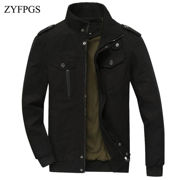 

zyfpgs men's jacket autumn zipper jacket man plus size 6xl windbreakers casual long sleeve outwear bomber 818, Black;brown
