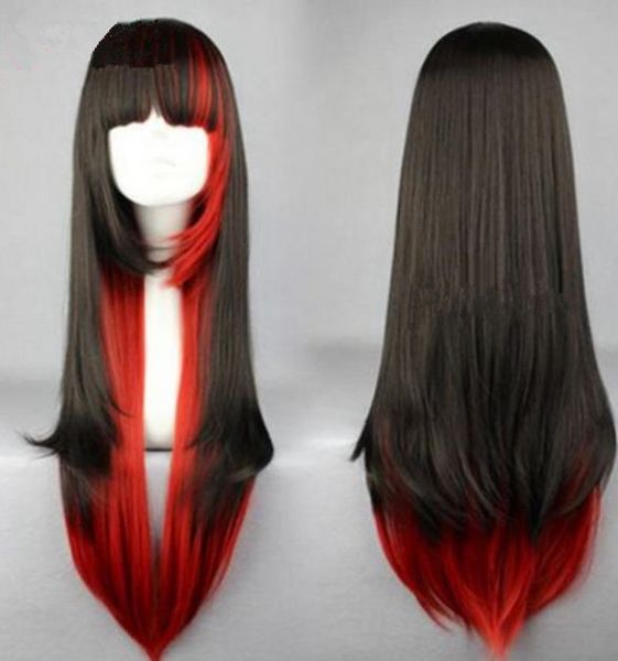 Top Sale Straight Black Red Ombre Cosplay Lolita Wigs Japanese