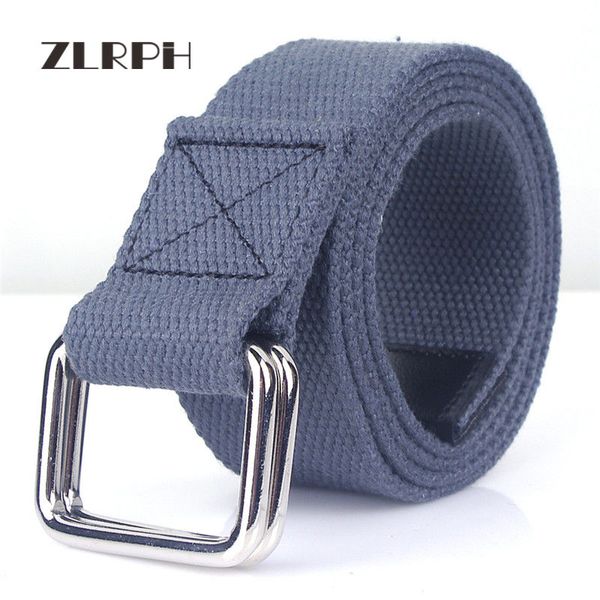 

zlrph korean version 10 color male lady general canvas belt leisure business jeans double ring buckle belt outdoor leisure, Black;brown