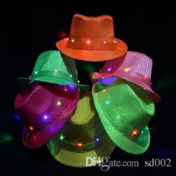 

световой формальный hat светодиодные блестки джаз танец шляпы этап производительность cap для menwomen бар клуб взбодриться реквизит 9 zj zz