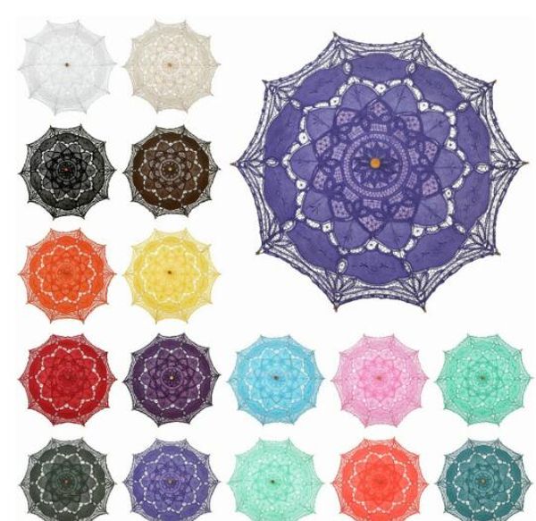 

многоцветный благородный элегантный длинный рука свадебный зонт вышивка кружева зонтик кружева зонтик кружева зонтик