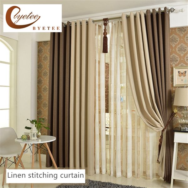

byetee} kitchen blackout faux coon linen curtains shading simple living room bedroom product customized stitching curtain
