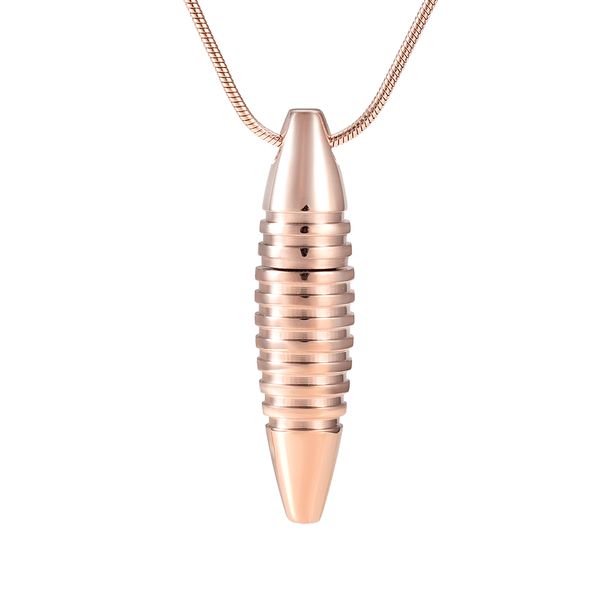 

ijd2348 316l stainless steel rose gold bullet cremation memorial necklace women's men's for ashes urn memorial keepsake necklace j, Silver