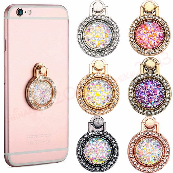 Diamond Bling Metal Ring Suport de dedo 360 graus Stand Stand Stand para iPhone 7 8 X XR XS Samsung Phone Titulares