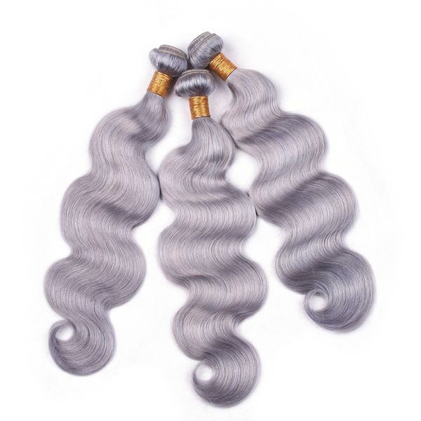

ash grey human hair bundles 100g/bundle 3 bundles /lot remy hair extensions grey color, Black