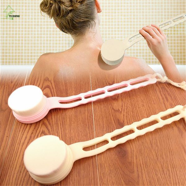 

yi hong spa scrubber grip massager bathing long handle soft fiber body bath shower back brush