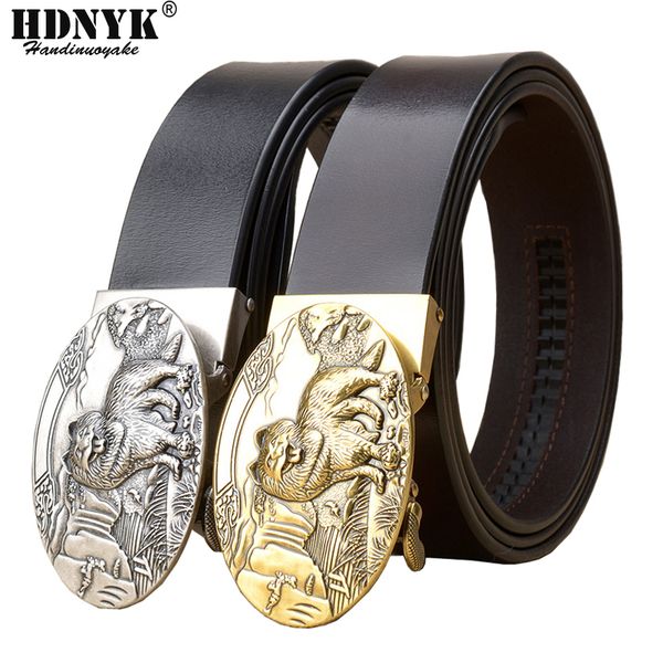 

wolf designer men's belts luxury automatic buckle genune leather strap for men 2018 mens belt designers brand high quality, Black;brown