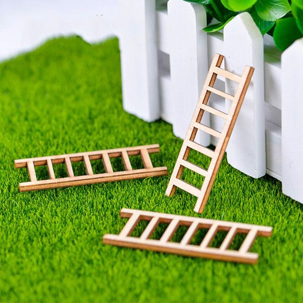 

мини деревянная лестница миниатюрный фея сад аксессуары diy zakka поставок бонсай растение горшок украшения мох микро пейзаж украшения