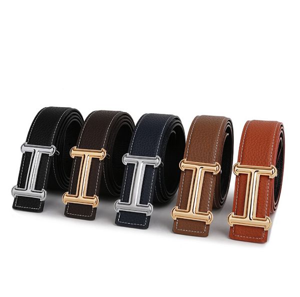 

Button Man Leather Belt Cowhide Leisure Joker Fashion Belts For Men