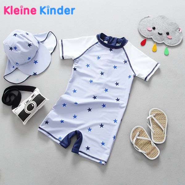 

baby boys swimsuit bathing suits uv upf50+ stars paern short sleeved beach one piece swimwear for kids child boy swimming suit, Black