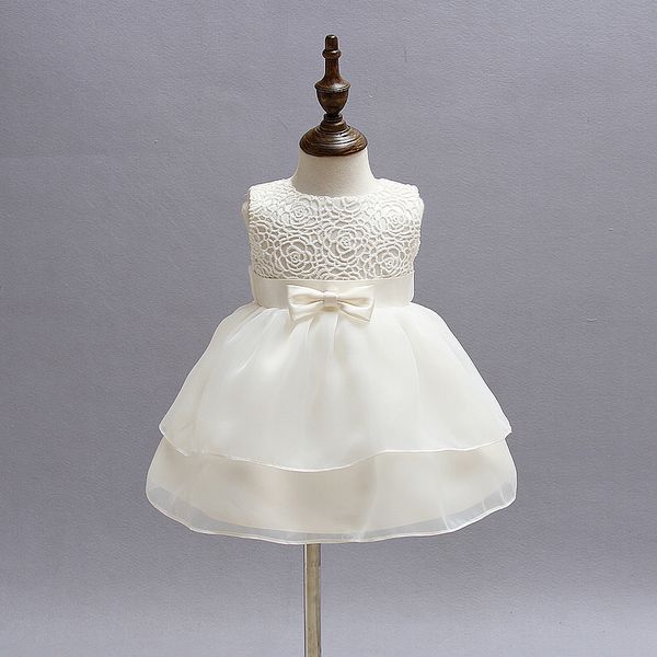 

vintage white baby wedding dress 2018 summer newborn baby girl 1 2 years birthday dress lace toddler girl party baptism clothes, Red;yellow