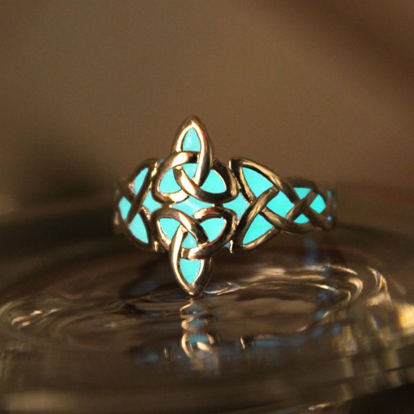 

whole salenew glow in the dark celts ring glow rings celtics knots triquetera ring viking luminous open glowing gift, Golden;silver