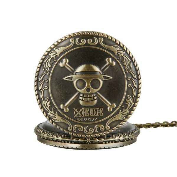 Großhandel 100 teile/los klassische Piratenuhr Vintage Taschenuhr Halskette Männer Frauen antike Bronze Uhr PW056