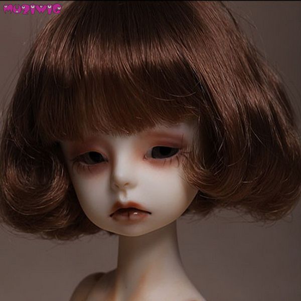 Muziwig Hight Temperature Fiber Short Brownish Curly Wigs For 1 3