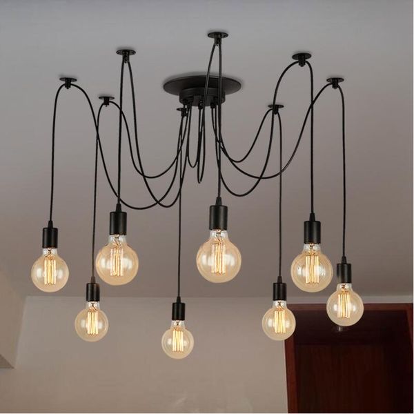 Vintage Industrial E27 St64 G80 Bulb Black Cable Wire Spider