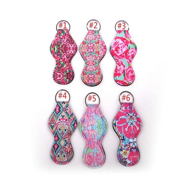 

Pulitzer Chapstick Holder Keychain Cover Case holder Cute Coral Rose flamingos Design Neoprene Lip Balm neoprene blanks