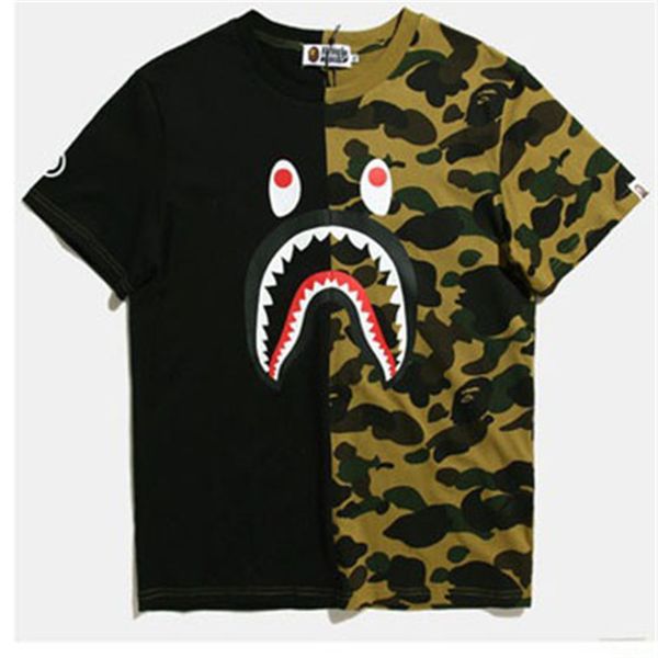 

2020 summer designer t shirts for men brand t shirt shark mouth pattern mens clothing short sleeve luxury tshirt casual t-shirt, White;black