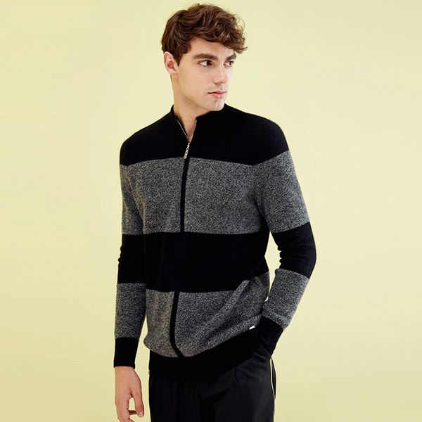 

2018 new autumn winter cardigan with zipper cashmere sweater, White;black
