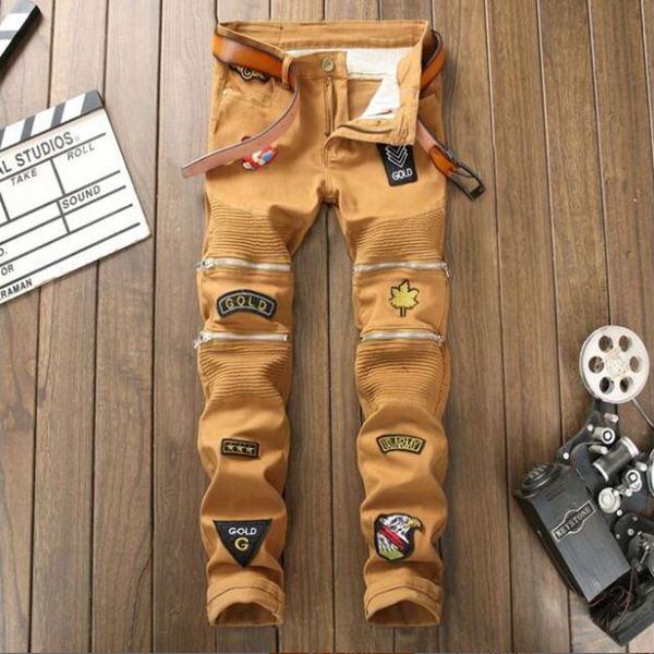 

boo ace denim ripped jeans pants for men, slim fit fashion trousers yf01888, Blue